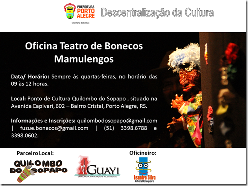 Web Flyer . Oficina Teatro de Bonecos . Descentralização Cultura 2014